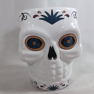 Cazadores Tequila Sugar Skull PARTIAL CANDLE White SMALL CHIP Ceramic Mug Cup